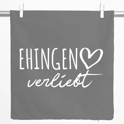 Produktbild von Huuraa Kissenbezug Ehingen verliebt 40x40cm Steel Grey Baumwolle Dekokissenbezug Geschenkidee
