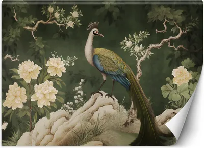 Produktbild von Vlies fototapete Orientalischer Pfau Grün 100x70 cm Feeby Grün inkl. Kleber einfache Montage