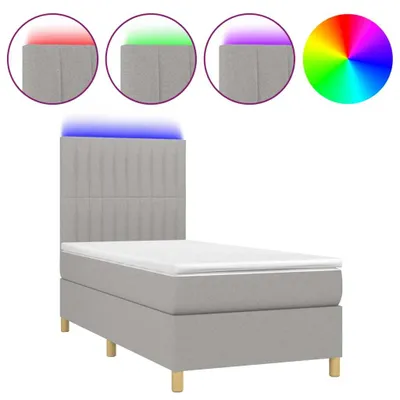 Obrázok produktu pre vidaXL Boxspring posteľ s matracom a LED svetlom sivá 100x200 cm látka