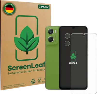 Produktbild von 2x ScreenLeaf Schutzfolie für Motorola Moto G06 (Display+Kamera) nachhaltiger Displayschutz Display Schutz Folie Klar Transparent