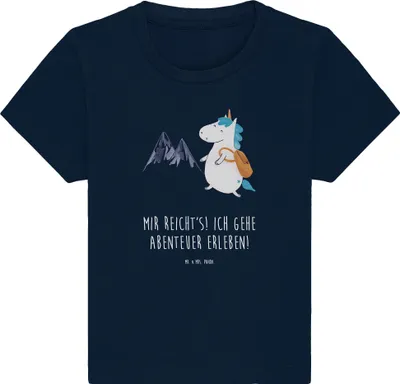 Produktbild von Mr. & Mrs. Panda  T-Shirt Einhorn Bergsteiger 12. - 18. Monat - French Navy - Geschenk, Kinder Shirt, Unicorn, Babyshirt, Urlaub, Reisen, Organic Baby, Abenteuer