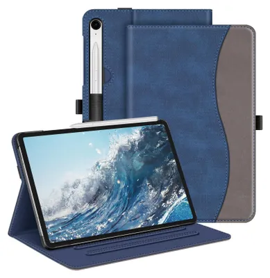 Produktbild von Fintie Hülle für Samsung Galaxy Tab S10 Lite/S10 FE/S9 FE 10.9" & S9 11" Tablet, Multi-Winkel Folio Schutzhülle mit Dokumentenfach und Auto Schlaf/Wach Funktion, Denim Indigoblau