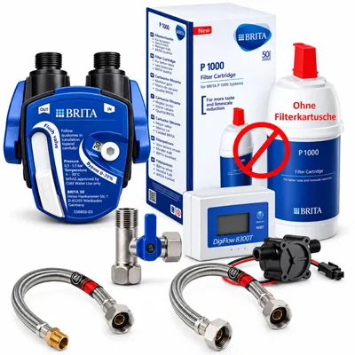Produktbild von BRITA Wasserfilter Untertisch Set mit Digiflow – Filterkopf + Filterwechselanzeige + Anschlüsse, ohne Filterkartusche
