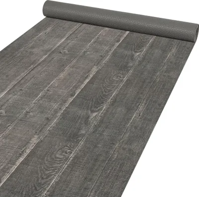 Produktbild von Küchenläufer RANNA Premium Läufer Küchenteppich Teppich Textil Altholz Dunkelgrau 65x140cm