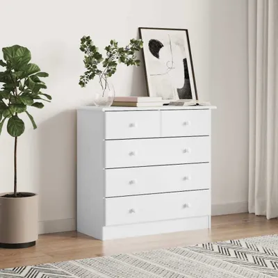 Produktbild von Kommode ALTA Weiß 77x35x73 cm Massivholz Kiefer