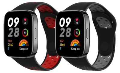 Produktbild von kwmobile 2x Uhrenarmband für Xiaomi Redmi Watch 3 Active Armband - Fitnesstracker Band Set aus TPU Silikon - Ersatzarmband Smartwatch - Schwarz Grau