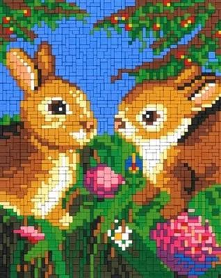 Produktbild von Stick it® Zwei Hasen im Frühling ca. 3.200 Teile mit XXL-Steckvorlage