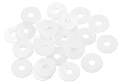 Productafbeelding van 25 kunststof ringen M6x20x2 mm, ronde ringen, platte nylon afdichtringen, set ringen voor schroeven, bouten, moeren, schroefdraadstangen, handgrepen, wit