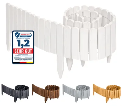 Image de Garronda Bordure de parterre en bois Clôture à enroulement imprégnée Bordure à enroulement flexible Bordure de gazon Palisade Clôture pour jardin Longueur : 200 cm GD-0046 (Blanc, Hauteur : 20 cm)
