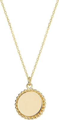 Produktbild von 585er Gelbgold Collierkette mit Gravurplatte – Ankerkette 45cm mit Perlfuge