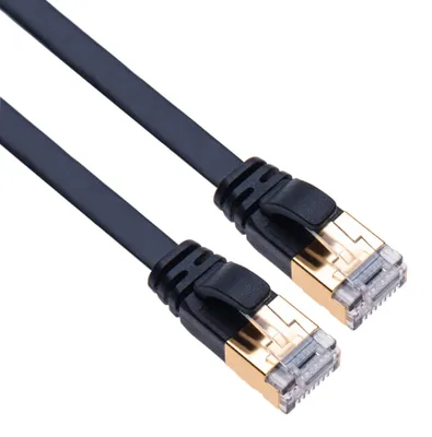 Obrázek produktu pro Kabel Ethernet Cat7, plochý, pro síťové připojení, délka 1 metr, černý