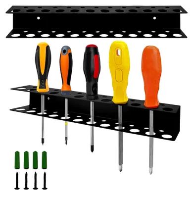 Produktbild von Schraubenzieher Halterung, 2 Stück Zangenhalter Wandhalterung, Werkzeug Wandhalterung, Schraubendreher Zangen Wandregal, Hammerständer Organizer für Garage Werkstätten Werkbänke (23 Löchern)