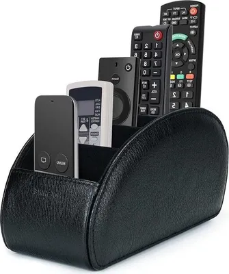 Produktbild von Büro-Organizerhalter aus Kunstleder mit 5 Fächern – Fernbedienungs-Aufbewahrungsbox für TV-Fernbedienung, Heizungsregler, Media Player, Make-up-Pinsel – Schwarz