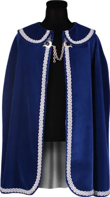 Produktbild von T2564-0417 lang blau mit Silberborte Damen Herren Prinzen Umhang Dreigestirn Kostüm Länge ca.98 cm