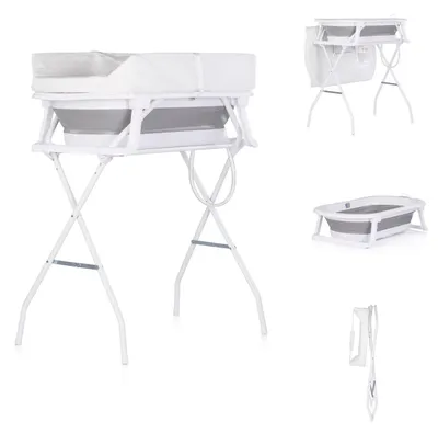 Obrázek produktu pro Dětská vanička Chipolino, přebalovací pult 2 v 1 Sonata, skládací stojan, teploměr, nosnost 11 kg, šedá