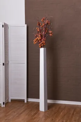 Produktbild von VIVANNO Bodenvase Fiberglas OBELISK Säule, Weiß matt - 11x11x120 cm