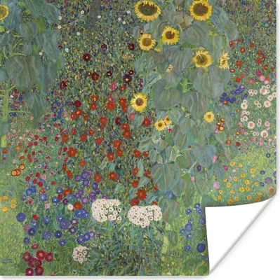 Produktbild von MuchoWow® Poster Bauerngarten mit Sonnenblumen - Gustav Klimt 100x100 cm - Babyzimmer