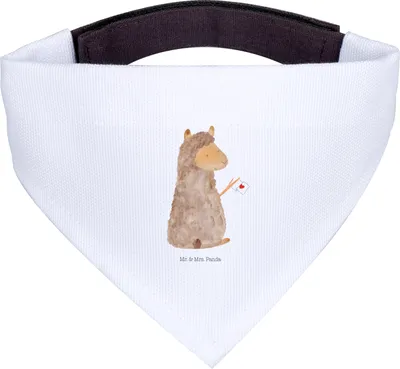 Produktbild von Mr. & Mrs. Panda Halstuch Hund Alpaka Fahne - Weiß - Geschenk, Hunde, Tuch für, Lama, Liebe, Hundehalstuch, Lamas, Alpakas