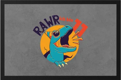 Produktbild von Raw Ich Bin 11 Fußmatte Geschenkidee 11. Geburtstag Humorvoll Sarkastisch Dinosaurier T-Rex Dino