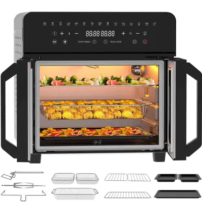 Produktbild von Heißluftfritteuse 23 L XXL | Airfryer mit Doppeltür & Sichtfenster, 15 programme, LED-Touch, Dual-Zone mit herausnehmbarer Trennwand, 2200 W