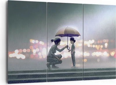 Produktbild von Bild auf Leinwand - Leinwandbild - 3 Teile - Manga Regenschirm Hilfe - 165x110cm - Wand Bild - Wanddeko - Wandbilder - Leinwanddruck - Bilder - Wanddekoration - Leinwand bilder - CE165x110-4741