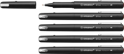 Produktbild von STABILO Premium-Fineliner - dr!ver - 5er Pack - rot