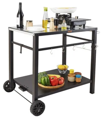 Image de Chariot de service / Trolley de cuisine - 100 x 64 x 83,5 cm - Noir - Acier