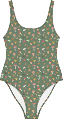 Produktbild von Mr. & Mrs. Panda Badeanzug Pilz Wald Größe XL - Grün - Geschenk, Pilze, Swimsuit, Bademode, Strandmode, Muster, Laub, Shape-Badeanzug, Schwimmanzug