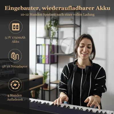 Obrázek produktu pro Skládací elektronická klávesnice Skládací s 88 podsvícenými klávesami Digitální klávesnice Digitální klávesnice Černá