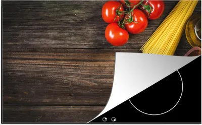 Produktbild von KitchenYeah© Herdabdeckplatte Nudeln - Tomate - Küche , 91x52cm, Küche Deko, Glaskeramikkochfeld Herdabdeckung, Abdeckplatte fùr Kochfeld