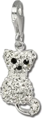 Image de SilberDream blanc noir Charm chat zirconium pendentif argent GSC209