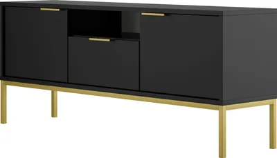 Zdjęcie produktu dla Szafka RTV AUSTIN 135 czarna/złota