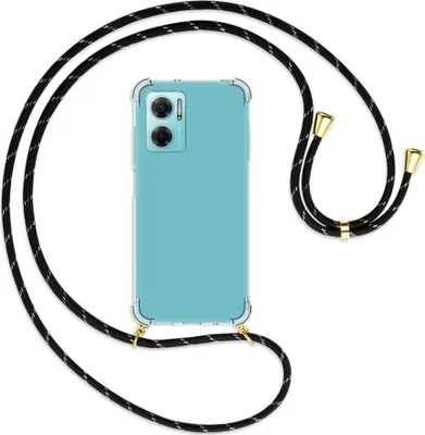Produktbild von Handykette Backcover-Schutzhülle mit Band (Metall goldfarben) für Xiaomi Redmi 10 5G / Note 11E - schwarz/gold