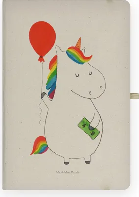Produktbild von Mr. & Mrs. Panda Journal Einhorn Luftballon - Transparent - Geschenk, Unicorn, Tagebuch, Geld, Freundin, notizbuch a4, Hardcover, Kariert, Einhörner