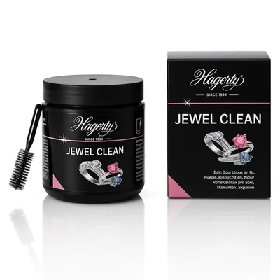 Produktbild von HAGERTY Jewel Clean 170 ml – Schmuck Reinigungsbad für Gold, Platin & Edelsteine | Mit Korb & Bürste