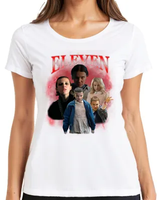 Imagen del producto de Camiseta blanca para mujer, estilo retro de los años 80 y 90, diseño "Elfie Stranger", ideal como regalo para fans de la serie, talla M