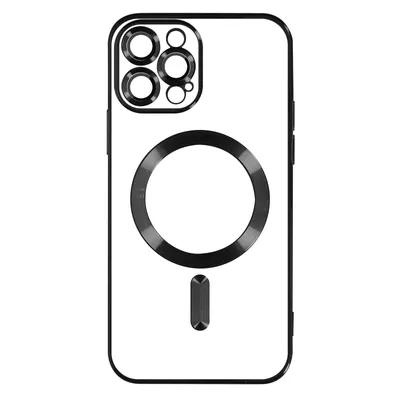 Produktbild von Avizar, MagSafe Silikonhülle mit Kameraschutz und Chromumrandung für Apple iPhone 13 Pro, Schwarz