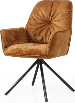 Produktbild von SalesFever Armlehnstuhl mit 360 Grad Drehfunktion | Bezug Vintage Samtvelours | Gestell Metall | B 61 x T 59 x H 90 cm | goldfarben-schwarz