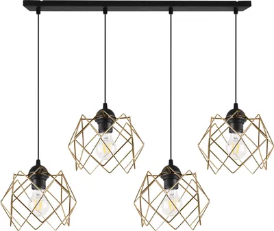 Produktbild von Stella Hängelampe 4 Flacher Goldener Lampenschirm E27