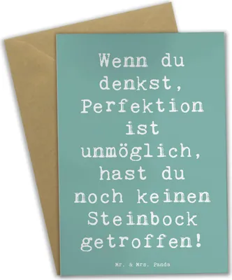 Produktbild von Mr. & Mrs. Panda Beileidskarte Spruch Steinbock Perfektion - Meeresbrise - Geschenk, dankeskarten, hochzeitskarten, Ehrgeiz, osterkarte, Horoskop, Geschenke Sternzeichen