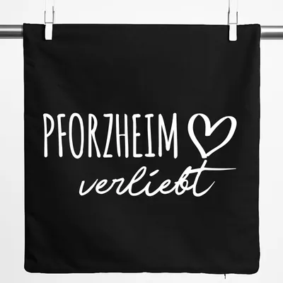 Produktbild von Huuraa Kissenbezug Pforzheim verliebt 40x40cm Black Baumwolle Dekokissenbezug Geschenkidee