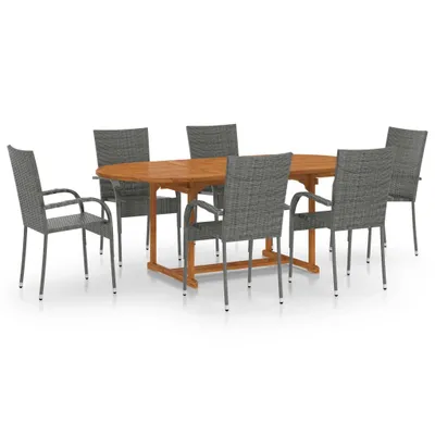 Obrázek produktu pro vidaXL 7dílný zahradní jídelní set Poly Rattan Grey
