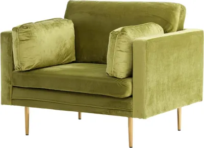 Productafbeelding van FURNLUX Fauteuil Boom, groen en goud, 110 cm / Hoofdkleur: groen / Afmetingen: 110 x 90 x 88 cm