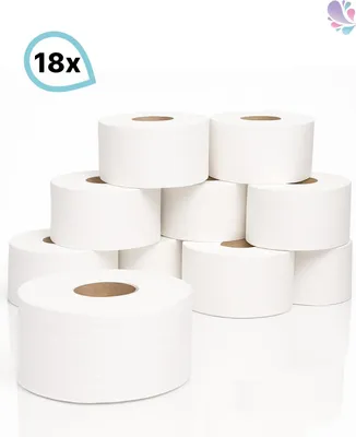 Produktbild von Toilettenpapier Jumborollen mini, 18 Rollen a 130m, 2-lagig, reiner Zellstoff : Verpackungseinheiten - 1 Set Verpackungseinheiten: 1 Set