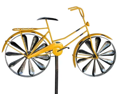 Produktbild von DanDiBo Gartenstecker Metall Fahrrad XL 160 cm Gelb 96101 Shabby Windspiel Windrad Wetterfest Gartendeko Garten Gartenstab Bodenstecker