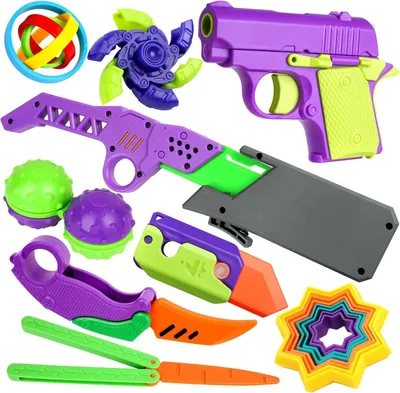 Productafbeelding van Stuks - Set van 9 - Fidget-speelgoed - Wortelmes - Vlindermes - Vingerspeelgoed