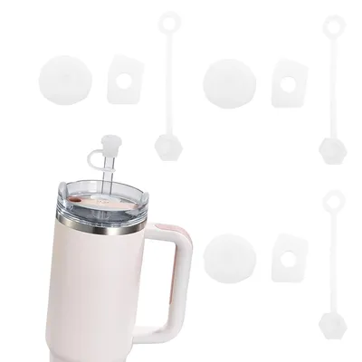 Produktbild von 3-teiliges auslaufsicheres Silikonstopfen-Set für Stanley Cup wiederverwendbare Stanley-Strohhalmabdeckungen(transparent)