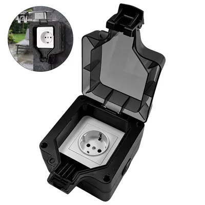 Produktbild von 250V Outdoor-Steckdose,Aufputzsteckdose mit Klappdeckel,abschließbar,16A 250V,staubdicht,geeignet für Garten,Pool,Garage und Feuchträume