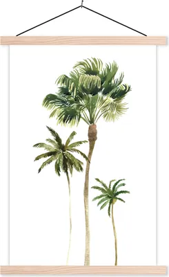 Produktbild von MuchoWow® Textilposter Dschungel - Palme - Weiß 40x60 cm mit holzfarbenen Rahmen - Poster