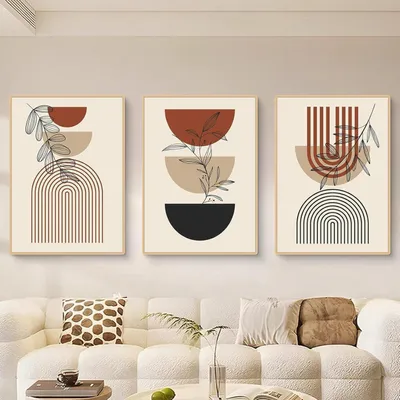 Produktbild von 3-teiliges Poster Set Boho Aesthetic Pflanze Geometrie Beige 50x70cm